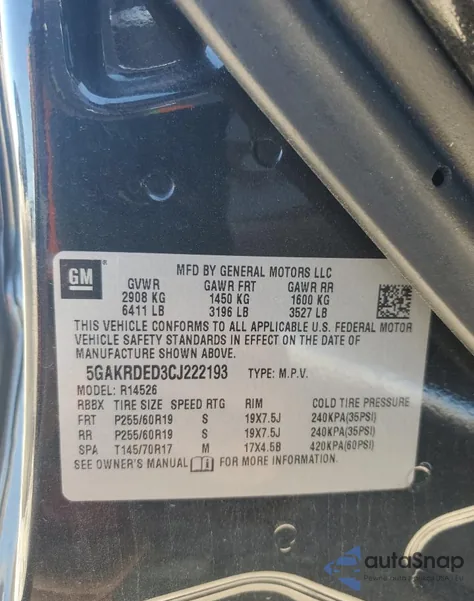 2012 Buick Enclave z USA, uszkodzony, nr VIN 5GAKRDED3CJ222193